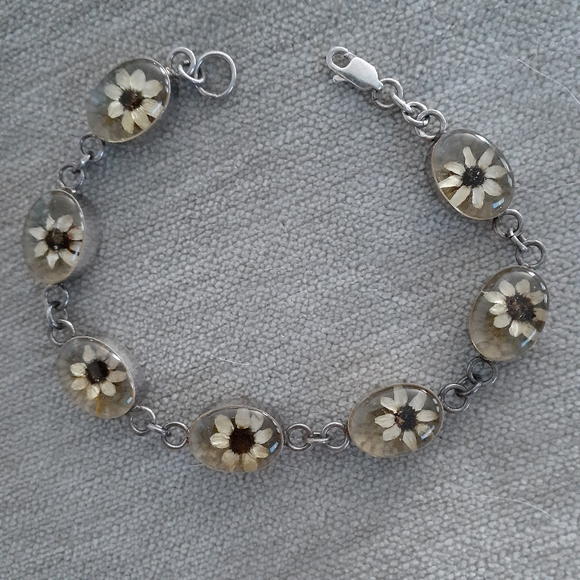 Floral flowers nature sterling silver genuine 925 bracelet - Picture 1 of 4